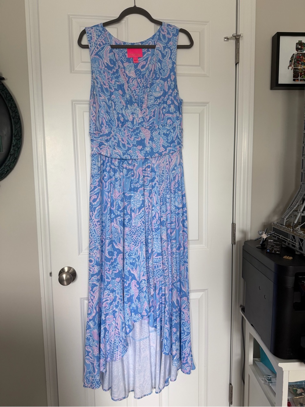 Lilly Pulitzer Moana Maxi dress size L boca blue See what I sea